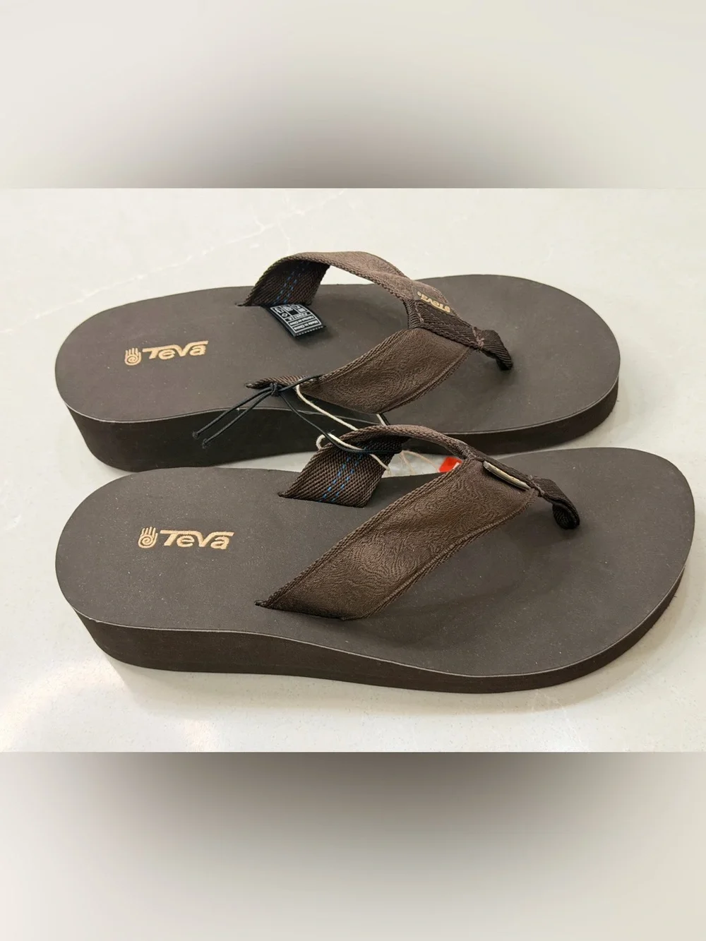 Teva Mandalyn Wedge Sandals 8 Motif Turkish Coffee Brown Platform Flip Flops